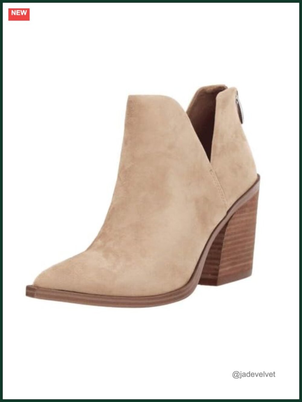 Pointed Toe Stacked Mid Heel Ankle Boots Faux Leather Booties